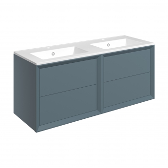 Signature Verge Wall Hung 4-Drawer Vanity Unit with Thin Edge Basin 1210mm Wide 2TH - Matt Storm Blue