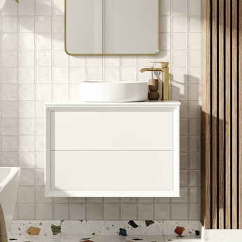 Signature Verge 600mm 2-Drawer Wall Hung Vanity Unit with Countertop | Product Image