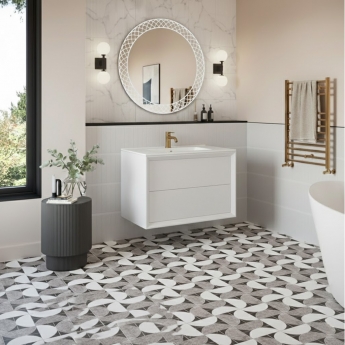 Signature Verge Wall Hung 2-Drawer Vanity Unit with Basin 815mm Wide - Matt White | Product Image