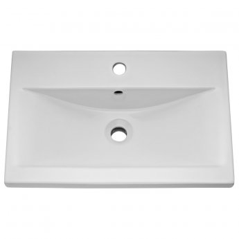 Versa Trim Wall Hung 2-Drawer Vanity Unit with Basin and Black Handle - 500mm Wide - Dark Grey