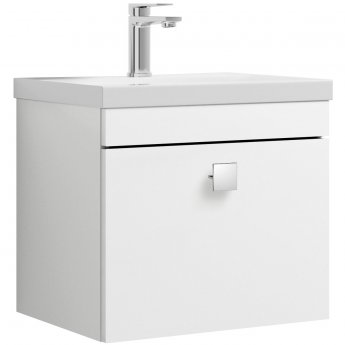 Versa Deco Wall Hung 1-Drawer Vanity Unit with Chrome Handle - 500mm Wide - Gloss White
