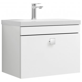 Versa Deco Wall Hung 1-Drawer Vanity Unit with Chrome Handle - 600mm Wide - Gloss White