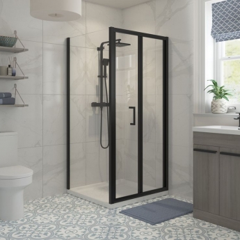 Signature Verve Matt Black Bi-Fold Shower Door - 5mm Glass