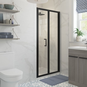 Signature Verve Matt Black Bi-Fold Shower Door - 5mm Glass