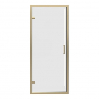 Signature Verve Brushed Brass Pivot Shower Door - 6mm Glass