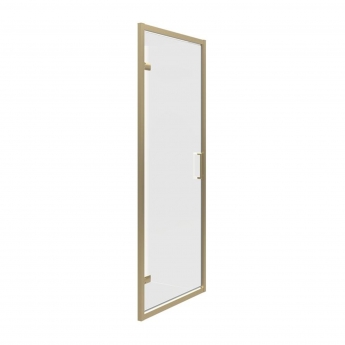Signature Verve Brushed Brass Pivot Shower Door - 6mm Glass