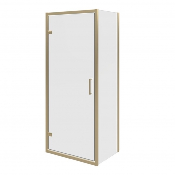 Signature Verve Brushed Brass Pivot Shower Door - 6mm Glass