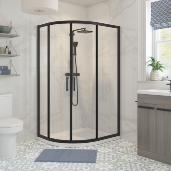Signature Verve Matt Black 2-Door Offset Quadrant Shower Enclosure - 6mm Glass