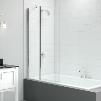 Signature Vibrance Two Folding Square Bath Screen 1500mm High x 900mm Wide - 6mm Glass