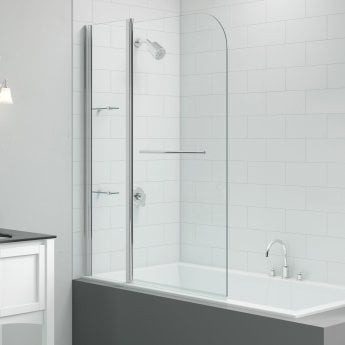 Merlyn Vivid Two Panel Curved Bath Screen with Rail 1500mm High x 1150mm Wide - 6mm Glass