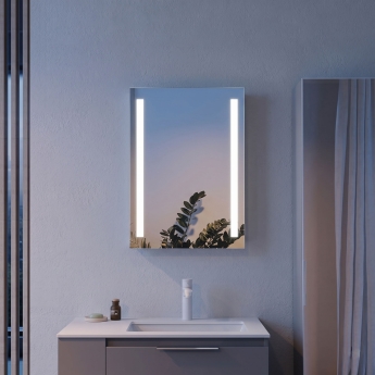Signature Violet Front-Lit LED Bathroom Mirror with Demister Pad 700mm H x 500mm W | Product Image