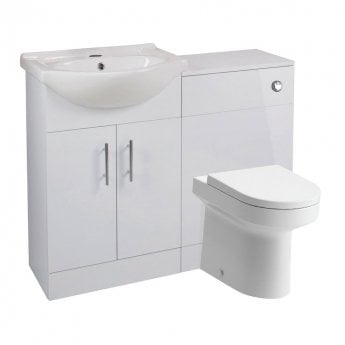 Signature Skyline Combination Unit with Ceramic Basin 1200mm Wide - White Gloss