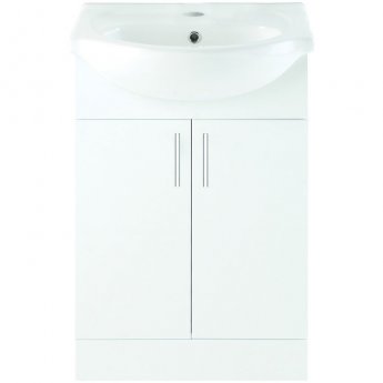 Signature Vista Floor Standing 2-Door Vanity Unit with Basin 560mm Wide - White Gloss