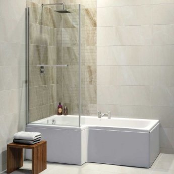 Delphi Elite L-Shaped Standard Shower Bath 1675mm x 700/850mm - Left Handed