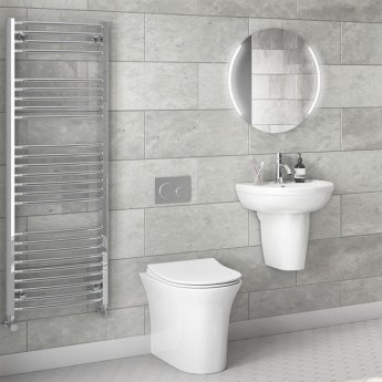 Delphi Fluid Basin and Semi Pedestal 500mm Wide - 1 Tap Hole | Product Image