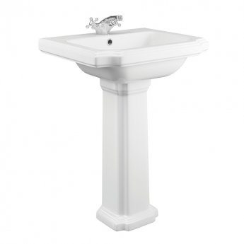 Delphi Henbury Basin and Full Pedestal 575mm Wide - 1 Tap Hole