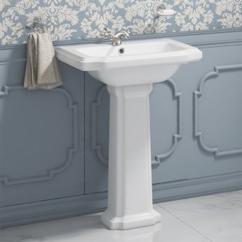 Delphi Henbury Basin and Full Pedestal 575mm Wide - 1 Tap Hole