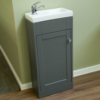 Delphi Henbury Floor Standing 1-Door Vanity Unit with Basin 400mm Wide - Grey