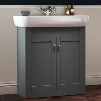 Delphi Henbury Floor Standing 2-Door Vanity Unit with Basin 800mm Wide - Grey
