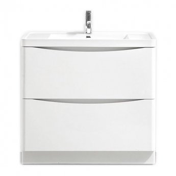 Delphi Kiev Floor Standing 2-Drawer Vanity Unit with Basin 900mm Wide - White Gloss