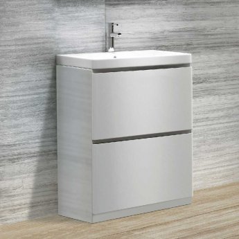 Delphi Linea Floor Standing 2-Drawer Vanity Unit with Basin 600mm Wide - Gloss White