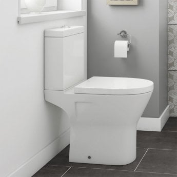 Delphi Marbella Open Back Close Coupled Toilet with Push Button Cistern - Soft Close Seat