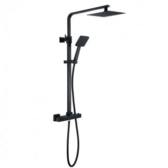Delphi Square Thermostatic Bar Mixer Shower with Shower Kit and Fixed Head - Black