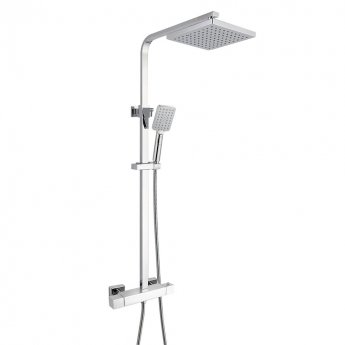 Delphi Square Thermostatic Bar Mixer Shower with Shower Kit and Fixed Head - Chrome