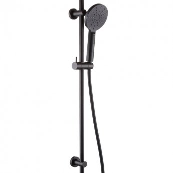 Delphi Round Slide Shower Rail Kit with Shower Handset and Shower Hose - Black