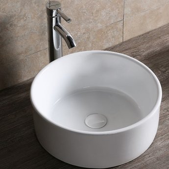 tidyard Ceramic Basin Wash Basin Square with Overflow and Faucet Hole Counter Top Mounted/Wall Mounted 41 x 41 cm 