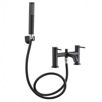 Delphi Tec Studio G Bath Shower Mixer Tap with Shower Kit Pillar Mounted - Black