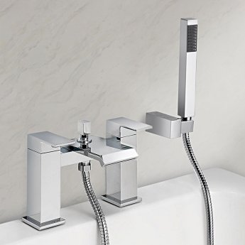 Delphi Tec Studio Q Waterfall Bath Shower Mixer Tap Pillar Mounted - Chrome