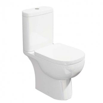 Delphi Tilly Open Back Close Coupled Toilet with Push Button Cistern - Soft Close Seat