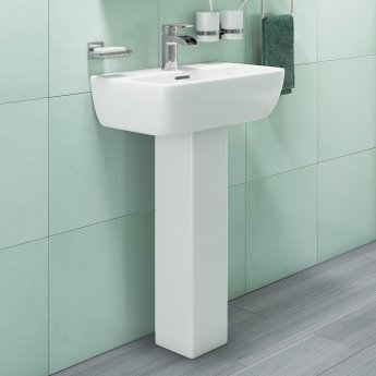 Delphi Venice Basin and Full Pedestal 525mm Wide - 1 Tap Hole