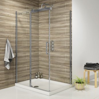 Delphi Vodas 8 Frameless Sliding Shower Door 1500mm Wide - 8mm Glass