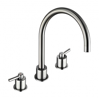 The 1810 Company Aero 3 Hole Design Kitchen Sink Mixer Tap - Brushed Steel