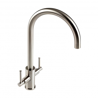 The 1810 Company Curvato Slim Lever Curved Spout Kitchen Sink Mixer Tap - Brushed Steel