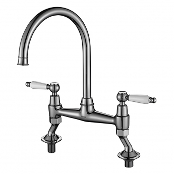 The 1810 Company Moulins Classic 2 Hole Design Kitchen Sink Mixer Tap - Brushed Steel