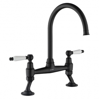 The 1810 Company Moulins Classic 2 Hole Design Kitchen Sink Mixer Tap - Matt Black | Product Image