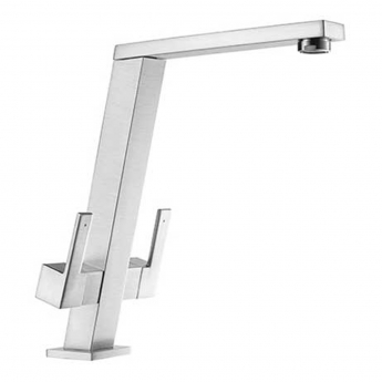 The 1810 Company Pendenza Double Lever Kitchen Sink Mixer Tap - Brushed Steel