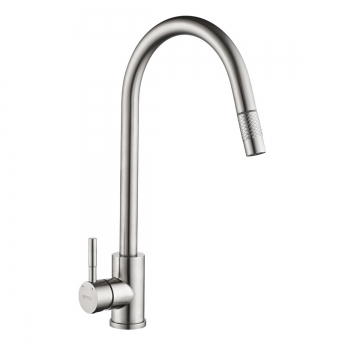 The 1810 Company Ritrarre QFit Flex Pull Out Kitchen Sink Mixer Tap - Brushed Steel