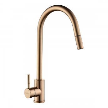 The 1810 Company Ritrarre QFit Flex Pull Out Kitchen Sink Mixer Tap - Rose Copper | Product Image