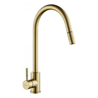 The 1810 Company Ritrarre QFit Flex Pull Out Kitchen Sink Mixer Tap - Brushed Gold | Product Image