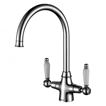 The 1810 Company Rodez Twin Lever Kitchen Sink Mixer Tap - Chrome