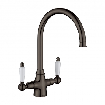 The 1810 Company Rodez Twin Lever Kitchen Sink Mixer Tap - Gun Metal