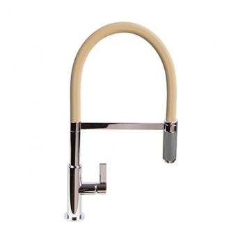The 1810 Company Spirale Knurled Chrome Spout Sink Mixer Tap with Flexible Hose - Concrete
