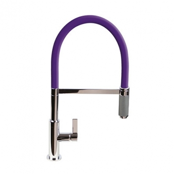 The 1810 Company Spirale Knurled Brushed Steel Spout Sink Mixer Tap with Flexible Hose - Indigo | Product Image