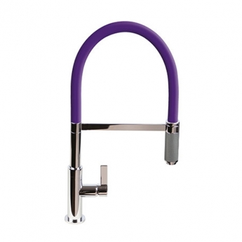 The 1810 Company Spirale Knurled Brushed Steel Spout Sink Mixer Tap with Flexible Hose - Wine | Product Image