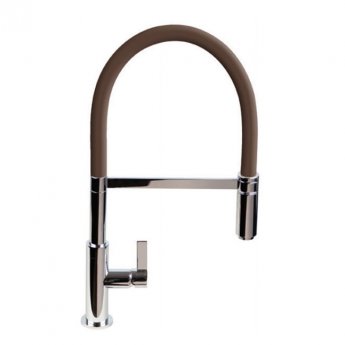 The 1810 Company Spirale Chrome Spout Sink Mixer Tap with Flexible Hose - Chocolate