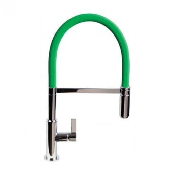 The 1810 Company Spirale Chrome Spout Sink Mixer Tap with Flexible Hose - Green